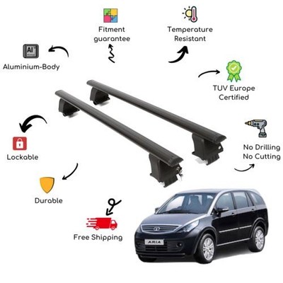 Bare Roof Rack Cross Bars Set for TATA Aria 5 Door 12-Up Black - 2 cross bars