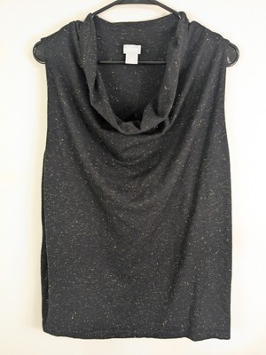 Chicos Tank Top Women's Extra Large Black Sleeveless Cashmere Blend Shiny