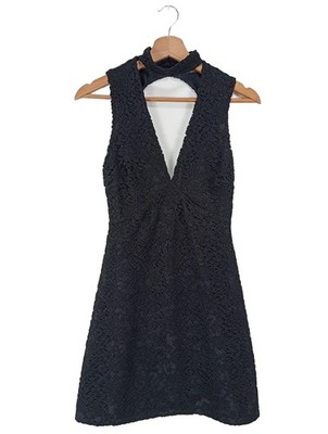 BERSHKA Spitzenkleid Damen Kleid Gr. DE 36 schwarz Elegant
