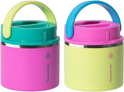 20 oz Insulated Food Jar, 2-Pa, Pink and Blue, Hot 12 Hours