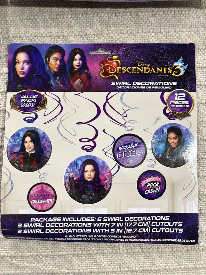 Descendants 3 Party Photo Booth Centerpiece Accessories Swirl Hanging 8 Plates - Image 4 of 4
