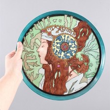Antique German WELMAR Signed Secessionist Porcelain Painting Plate Plaque NR