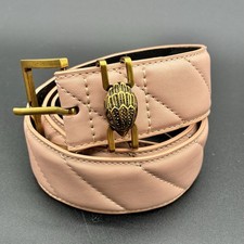 Kurt Geiger London Kensington Quilted Leather Belt Eagle Head Buckle Pink S/M