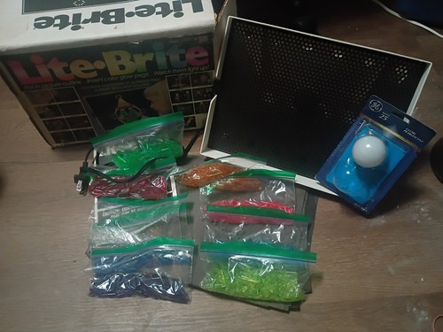 VINTAGE HASBRO LITE BRITE 1981 With Extra Packs, Lots Of Sheets, Organized Pegs!