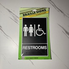 BRAILLE SIGNS Self-Adhesive Restrooms Men Women NEW Hy-Ko 5 3/4" x 8 3/4"