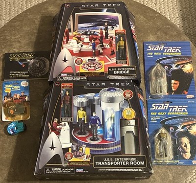 Playmates Star Trek Enterprise Bridge & Transporter Playsets w/ Figures lot 