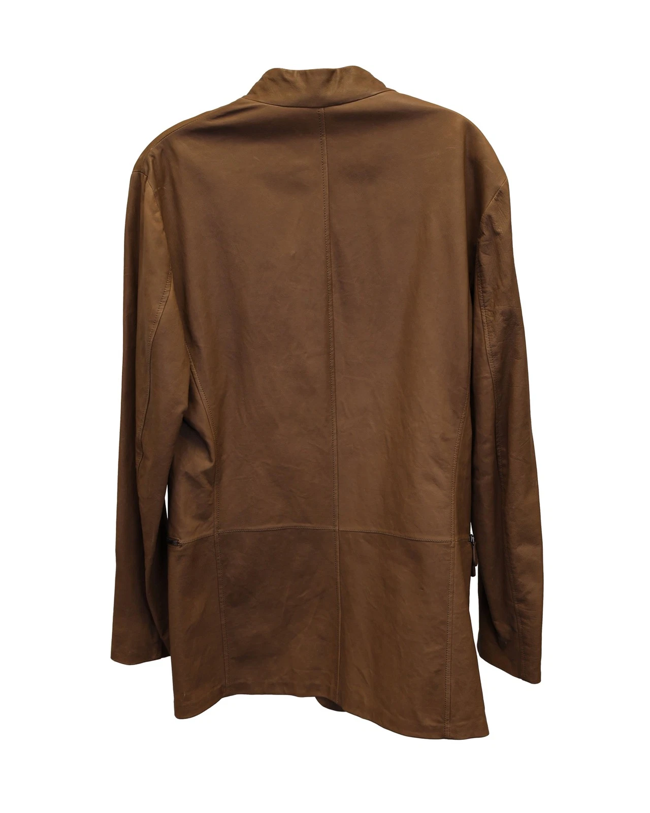 Giacca Bottega Veneta con cerniera in pelle scura uomo marrone taglia 50