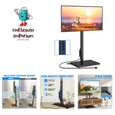 Elegant Swivel Floor TV Stand for 32-60 inch TVs with Power Outlet, Wood Base