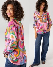 NEU: BLUSE RETRO KREMPELARM 38 40 42 44 ANISTON pink rosa grün blau *29930628