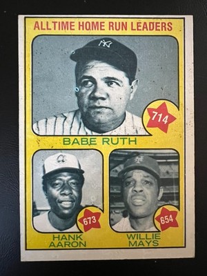 1973 Topps All Time Home Run Leaders #1 Babe Ruth Hank Aaron Willie Mays HOF