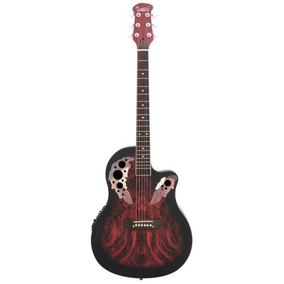  41 inch Full-Size Cutaway Acoustic-Electric Guitar Round Back Sunset Red