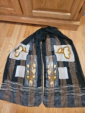 Vintage Lane Bryant Ac-cents Semi Sheer Black, Gold flower, stripes