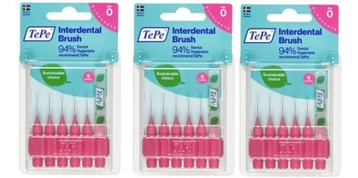 TePe Interdentalbürste - Rosa, Größe 0 - 3 Packungen mit 6 Bürsten