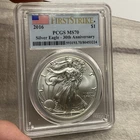 2016 Silver Eagle Ms70 Firststrike PCGS 30th Anniversary Milk Spot Toning