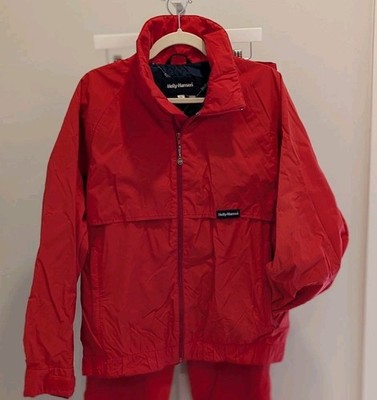 Vintage Helly HANSEN Red Helly Jacket Coat Med Lightweight Hood &Bag