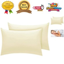 Image of Luxurious 2-Pack Cream Pillowcases - 100% Egyptian Cotton, 200 Thread Count