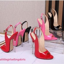Sandali donna tacco super alto 16 cm sexy punta aperta stiletto slingback scarpe club