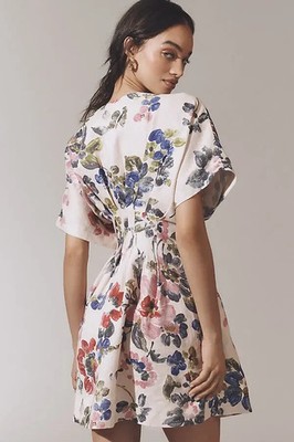 the tobie linen pleated mini shirt dress by exquise Tobie Eyelet Mini Shirtdress by Exquise in White, Size: XS at Anthropologie