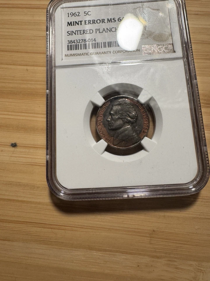 1962 5c Mint Error NGC MS64 "Sintered Planchet" (Improperly Annealed) - Image 2 of 3