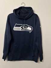 NFL Seattle Seahawks Men  s Medium Hoodie Navy Football Nike Therma Fit Pullover