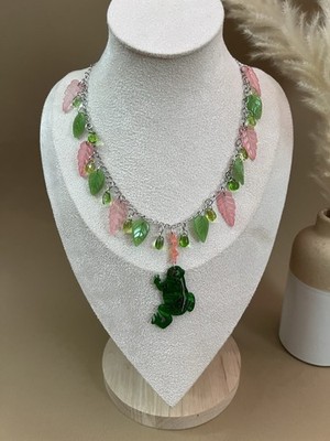 Cute Whimsical Frog Statement Necklace - Quirky Retro Cottagecore Necklace