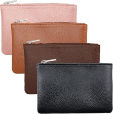 4Pcs Small Coin Purse,Leather Zipper Pouch Change Purse With Zipper Coin Pouch f