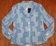 NWT Womens Brooks Brothers Red Fleece Patchwork Gingham Plaid Blazer 178 E6