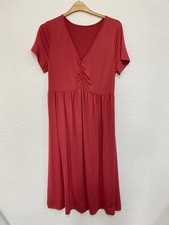 women’s SHEIN Curve Red V Neck Ruched Front Midi Smock Dress Plus Size 1XL 2471