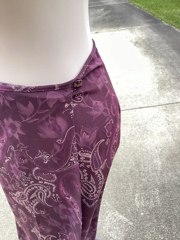 Женщин сердце душа темно-бордовый цветочный и пейсли макси кнопка надежном юбка размер M - Изображение 2 из 4