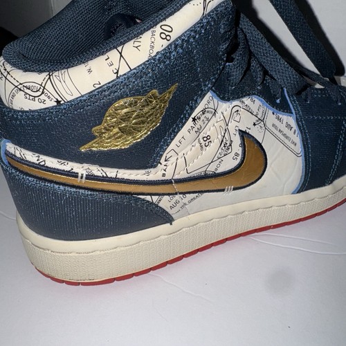 Nike Air Jordan Take Flight 1 Mid SE Youth 4.5 Armory Navy/Metallic Gold - Picture 5 of 18