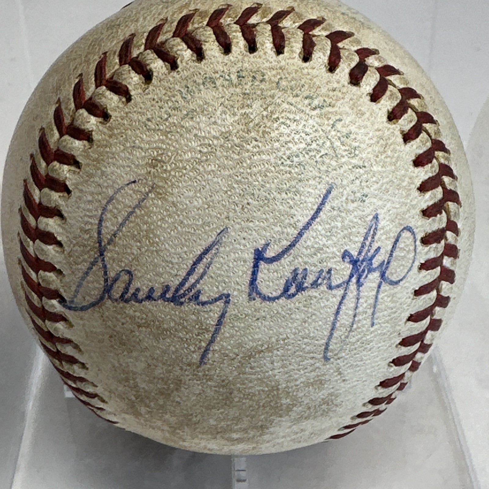 Sandy Koufax Autographed Signed baseball with Gene Mauch & P. Nuts Lowery JSA 