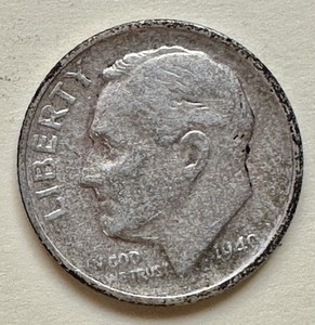 1949-S Roosevelt Dime. 90% Silver. Fine Condition. Charity Auction/Animal Rescue