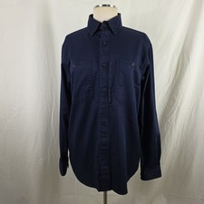 Carhartt Button Down Mens Long Sleeve Work Pocket Shirt M Medium Navy Workwear