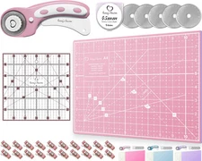 Rotary Cutter Set - Quilting Kit incl. 45mm Fabric 5 Replacement Blades A4