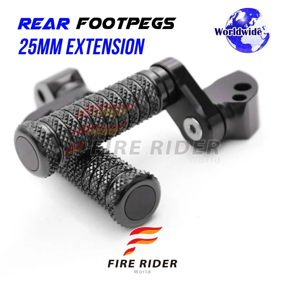 25mm Lowered Black Rear Footpegs POLE For Yamaha MT-03 06 07 08 09 10 11 12 - Imagem 2 de 4