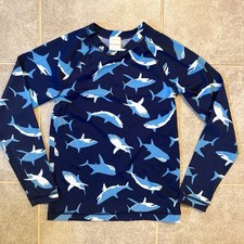 Hanna Andersson boys rashguard rash guard 130 US 8 sharks swim long sleeve shirt
