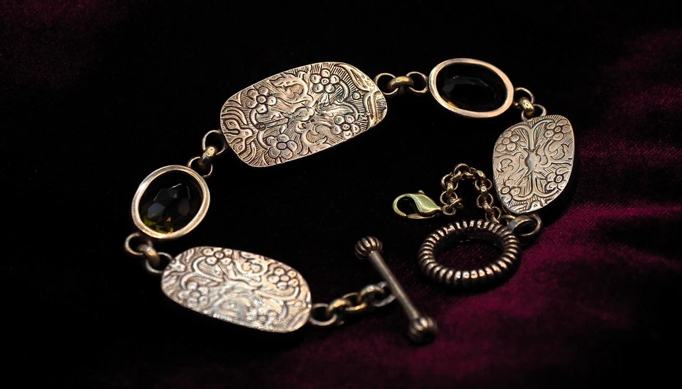 Stephen Dweck - Bronce - Pulsera Cuarzo Negro Ámbar y Oliva - Longitud 7.50" Foto 3 de 4