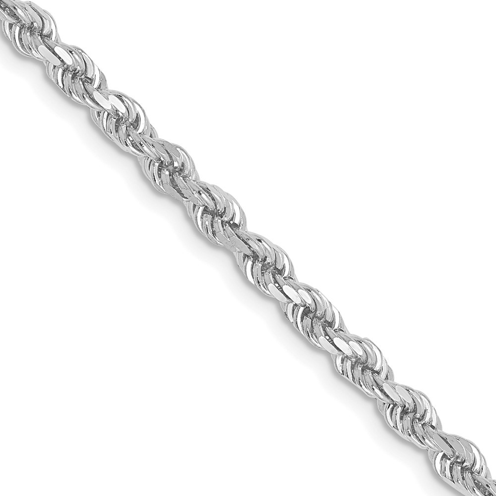 10k White Gold 2.75mm Diamond-Cut Rope Chain Necklace 22