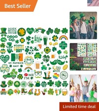 Waterproof Glitter Shamrock Tattoos - 100 Pieces for Kids  Adults Celebration