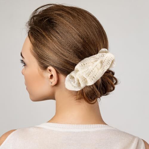 Scrunchies for Women Girls 6Pcs White Velvet Scrunchies for Thick 6PCS White - Bild 6 von 7