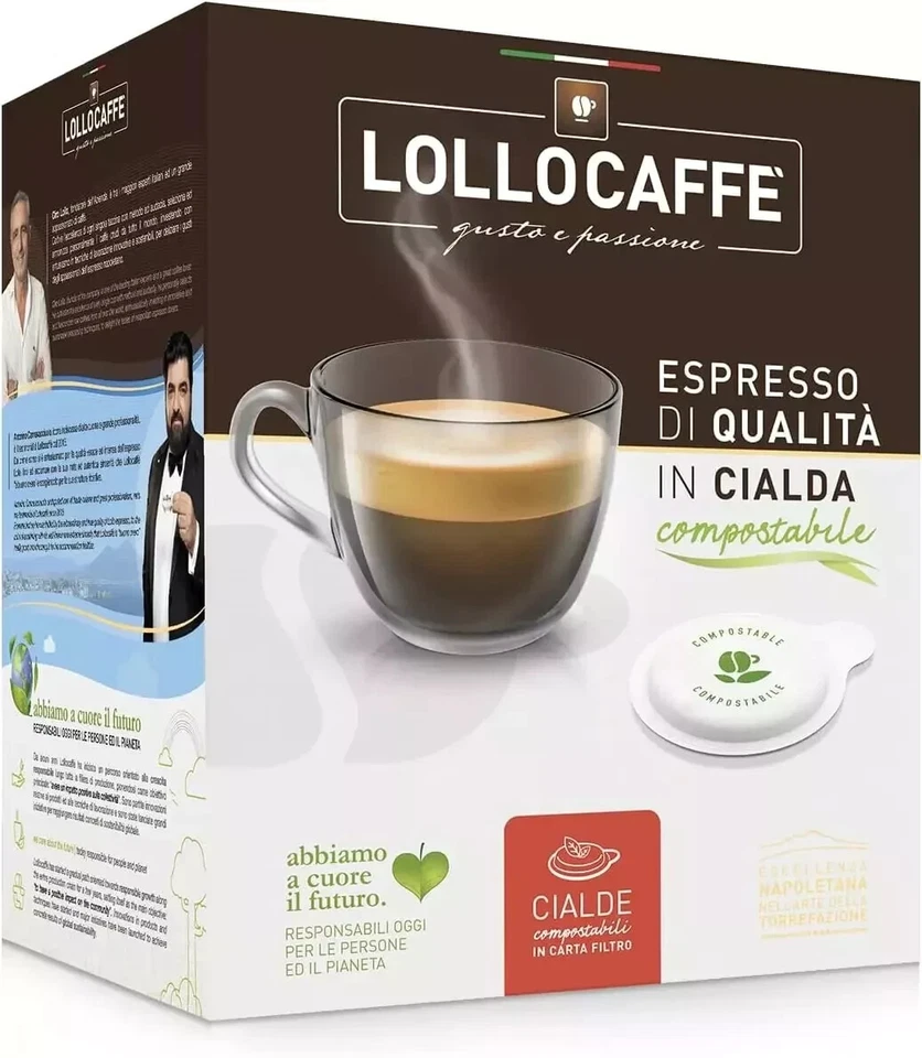 LOLLO CAFFE 150 Cialde Carta Lollo Miscela NERA Caffè Ese 44 MM. Filtrocarta Lollo Nero