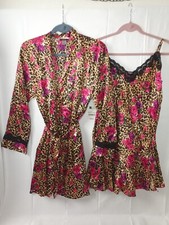 Delicates Women's Silky Nightie Size Large And Robe Size Small Floral New