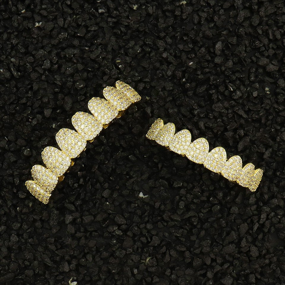 Hip Hop Grills Big 8 Top 8 Bottom Set ICED Full 5A+ CZ Rapper - Foto 7