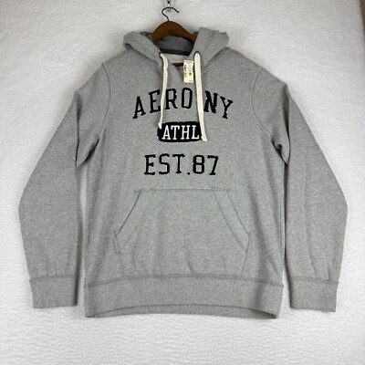 Aeropostale Hoodie Men s XL Gray Pullover Athletic Fit EST.87 Logo Fleece NWT