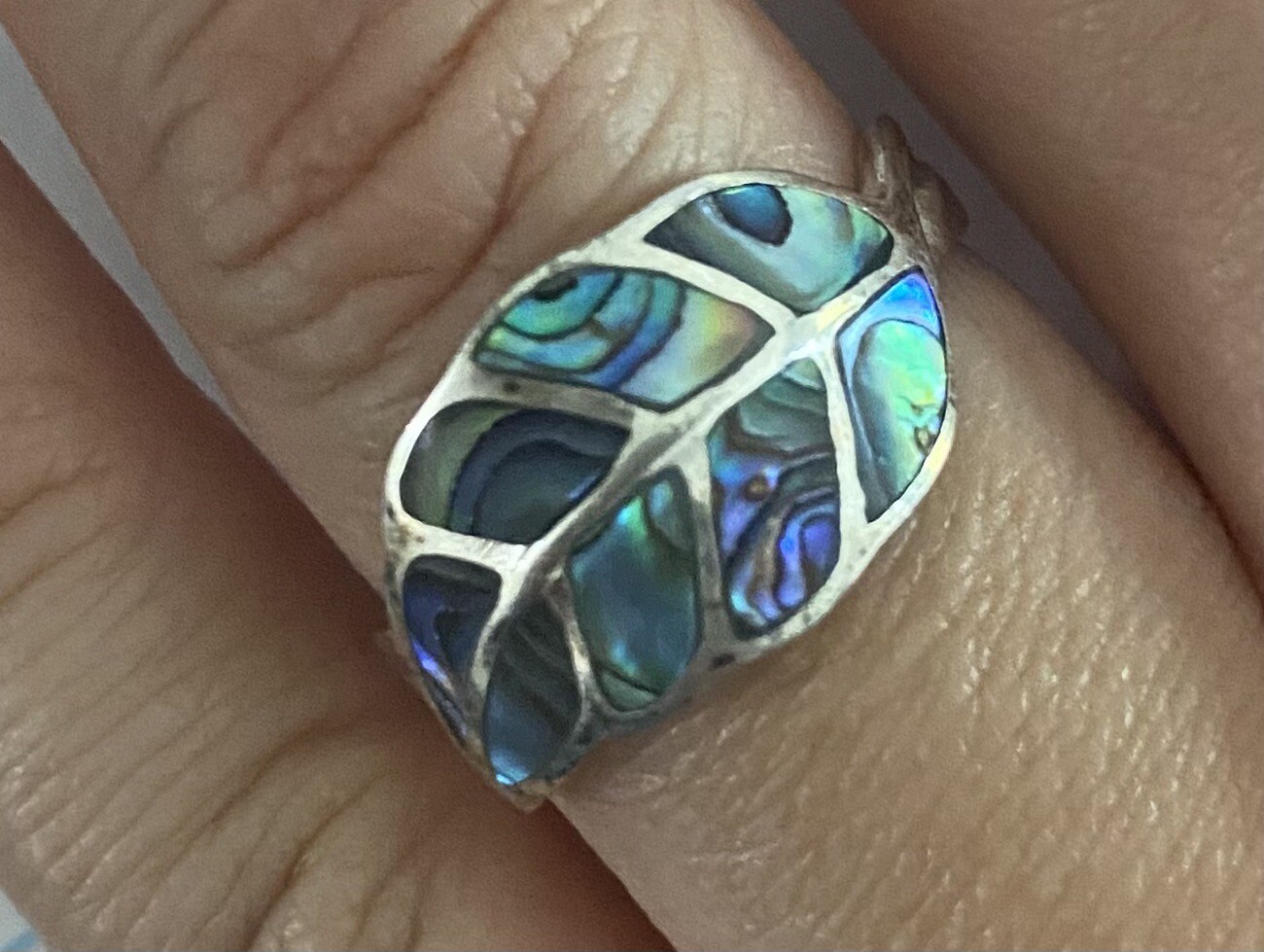 Leaf Ring And Earring Set Simulated Turquoise 925… - image 1