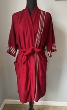 Vintage Grand Prix 70s Red Striped Bath Robe Union Label MCM Made in USA