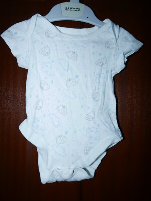 Marks Spencer Baby Vest, Age 0-3 months, White, Teddies