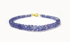 AA+ Natural Blue Tanzanite Top Rondelle Faceted Beaded 4-5MM Beaded Bracelet 7"