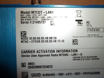 Multitech Conduit Gateway MTCDT-L4N1 MTCDT-L4N1-240A-RTI
