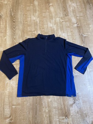 Eddie Bauer Travex Pullover Men XLarge Blue  Half Zip Long Sleeve Base Layer EUC
